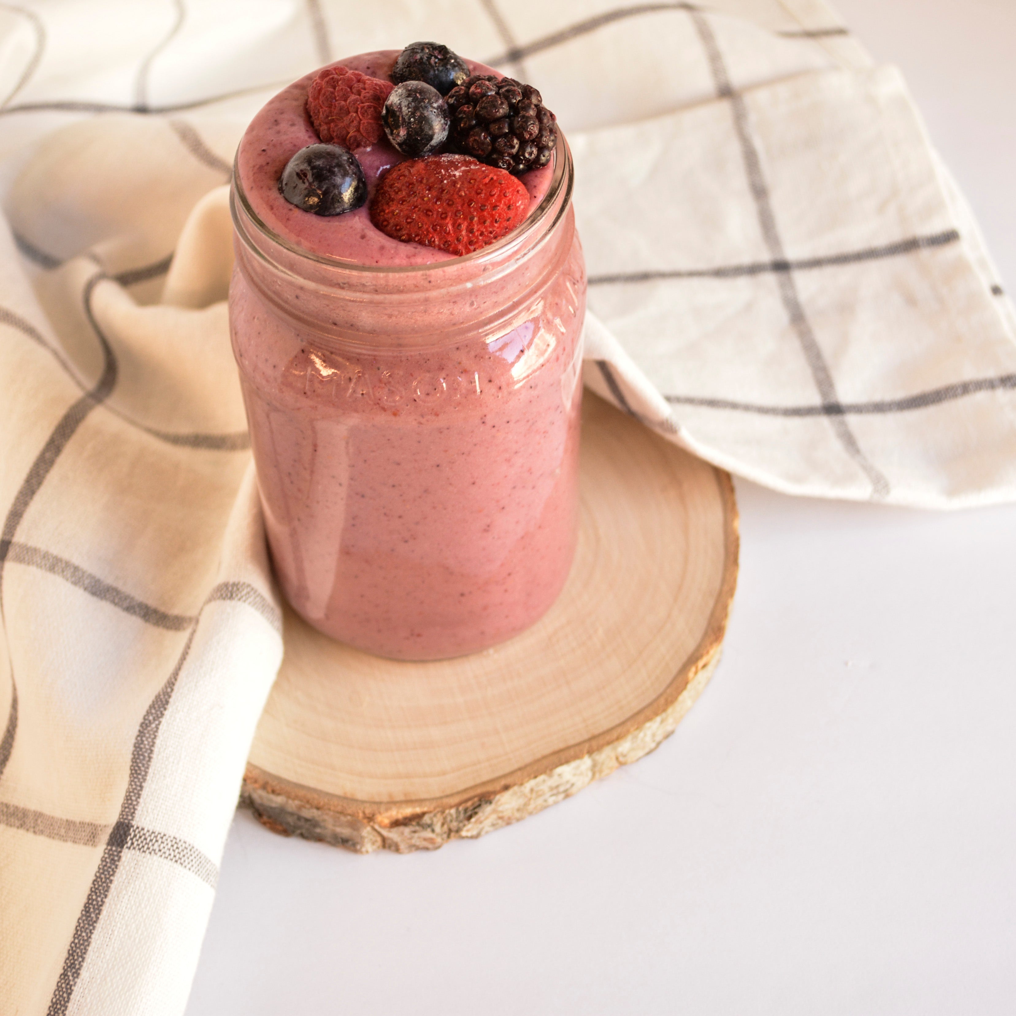 blueberry protein smoothie with greens