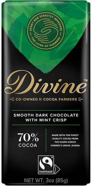 Divine Chocolate Dark Chocolate Mint 70% Bar 85g