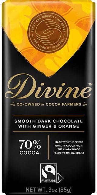 Divine Chocolate Dark Chocolate Ginger 70% Bar 85g