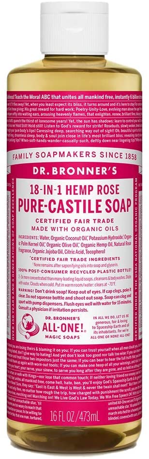 Dr. Bronner's Rose Castile Soap Organic (473ml/946ml)