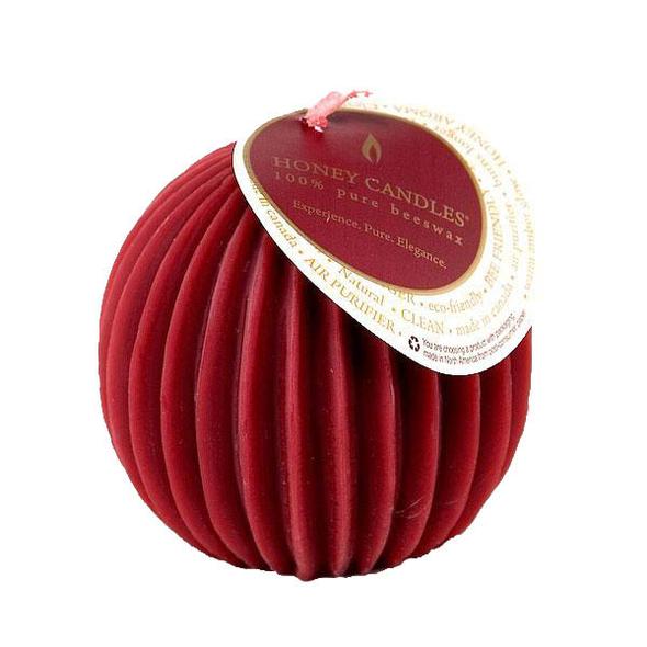 Honey Candles Fluted Sphere Candle Burgundy Each