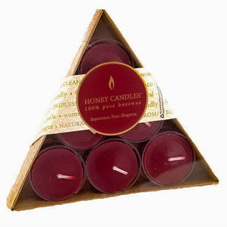 Honey Candles Tea Light Candles Burgundy 6 Pack