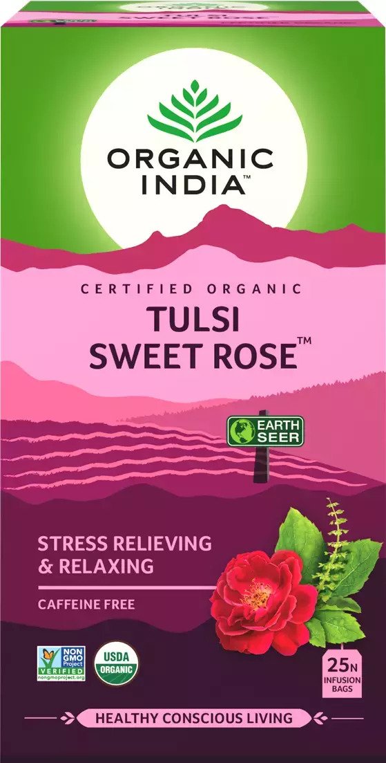 Organic India Organic Sweet Rose Tulsi Tea 25 teabags