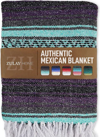 Zulay Kitchen Serape Blanket Grey Fuchsia