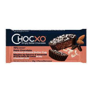 ChocXO Organic Dark Chocolate Almond Butter Cups 2 Pack 28g