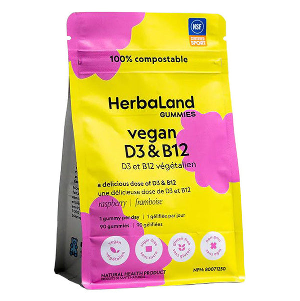 Herbaland Vegan D3 & B12 Gummies 90 gummies