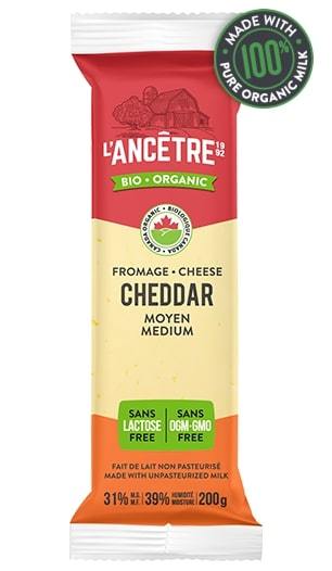 L'Ancetre Organic Medium Cheddar Cheese (200g/325g)