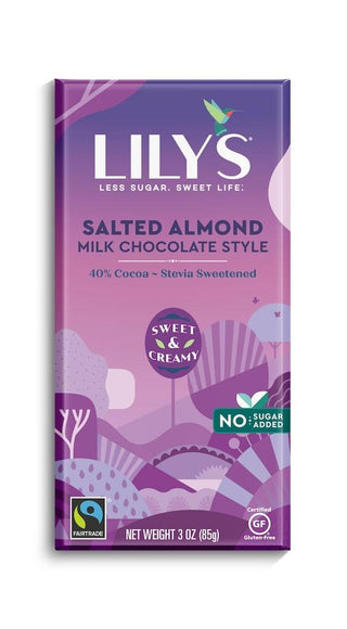 Lily's Sweets Stevia Chocolate Bar Salted Almond 85g