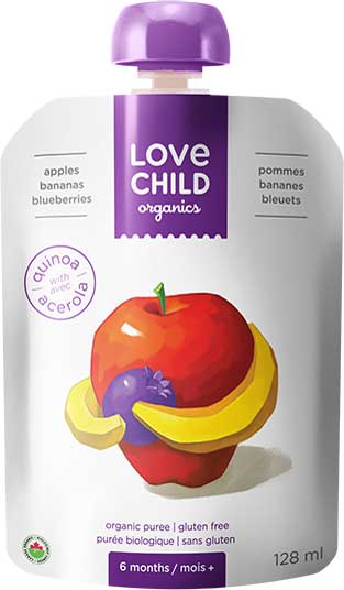 Love Child Apples Bananas Blueberries Organic Purees 128ml