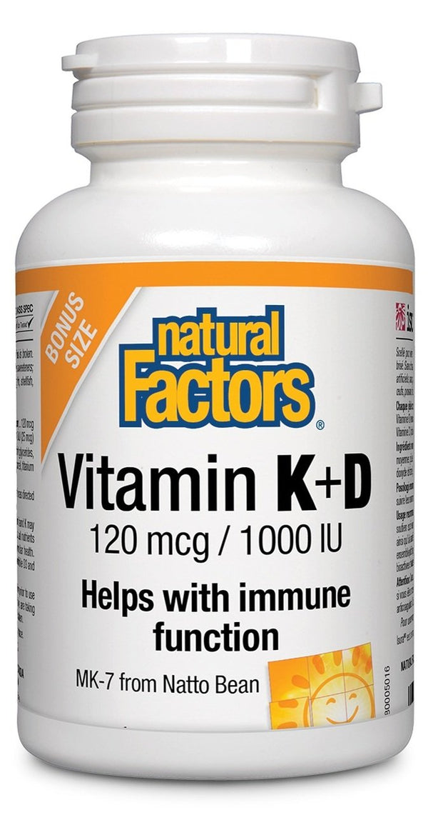 Natural Factors Vitamin K&D 120mcg BONUS 180c