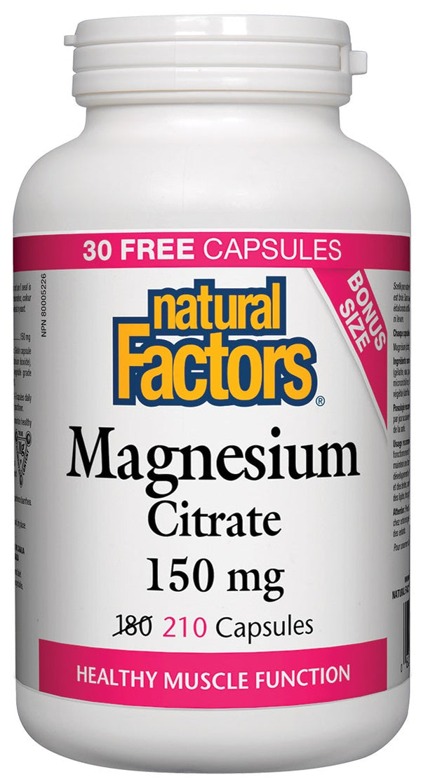 Natural Factors Bonus Magnesium Citrate 150mg 210c