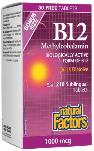 Natural Factors Vitamin B12 Methylcobalamin 1000mcg BONUS 210t