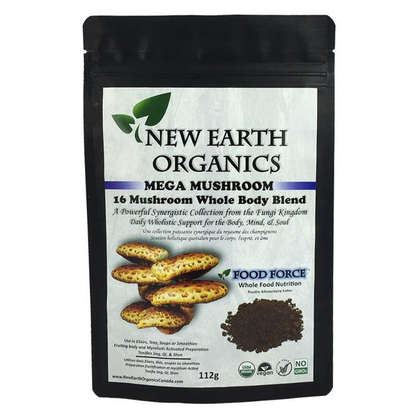 New Earth Organics 16 Mushroom Blend Powder Activated 112g