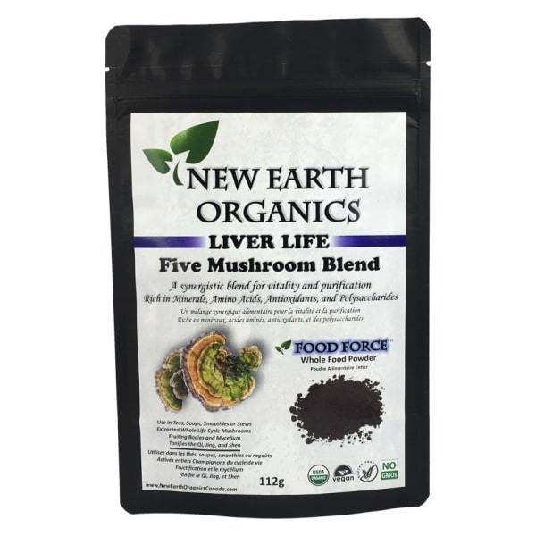New Earth Organics 5 Mushroom Blend Powder Activated 112g