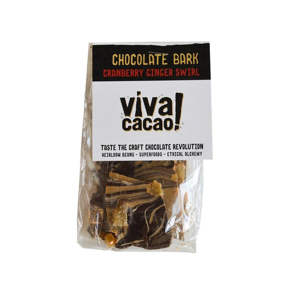 Viva Cacao Chocolate Bark Cranberry Ginger Swirl 