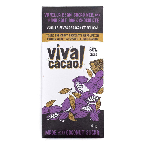 Viva Cacao Chocolate Bar Salted Vanilla & Cacao Nibs 41g