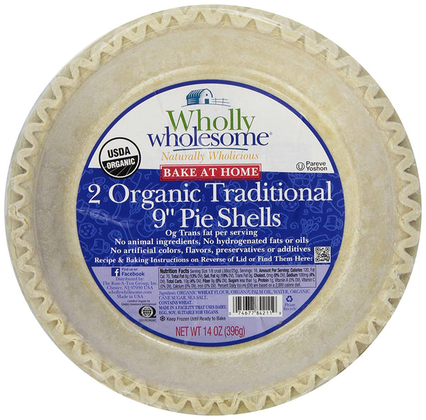 Wholly Wholesome 9" Traditional Pie Shells 2pk Organic 396g
