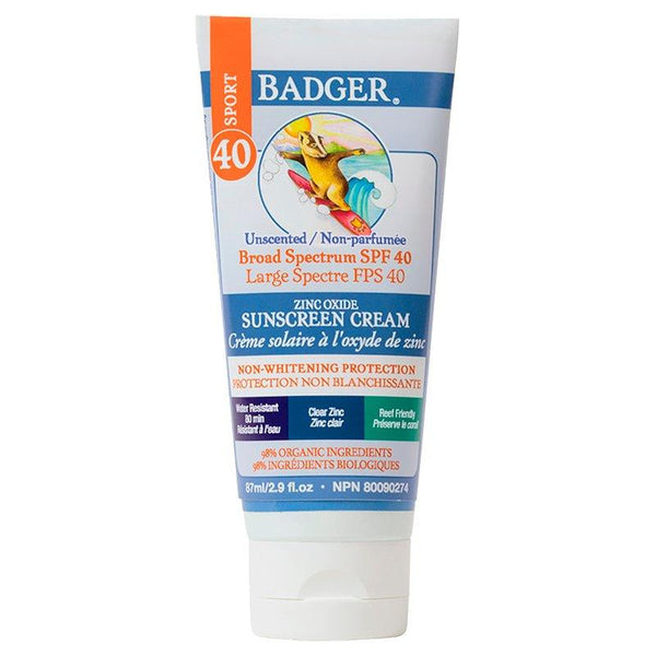 Badger Sunscreen Sport SPF 40 Unscented 87ml