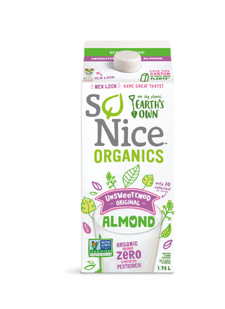 So Nice Unsweetened Almond Beverage Organic 1.75L