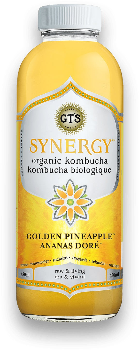 GT's Living Foods Golden Pineapple Organic Raw Kombucha 480ml