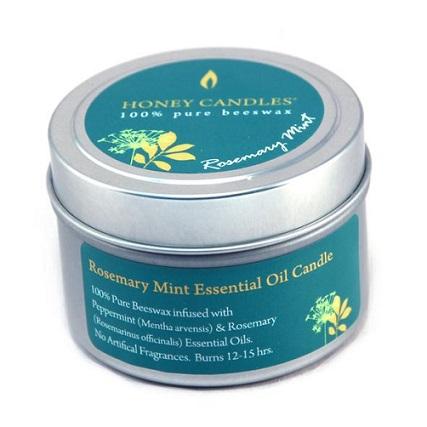 Honey Candles Rosemary Mint Tin Beeswax Candle