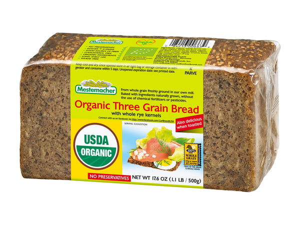 Mestemacher Three Grain Organic Bread 500g