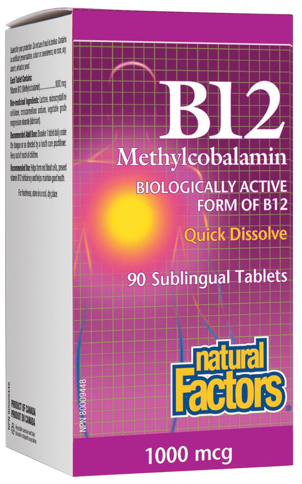 Natural Factors Vitamin B12 Methylcobalamin 1000mcg (90t/180t)