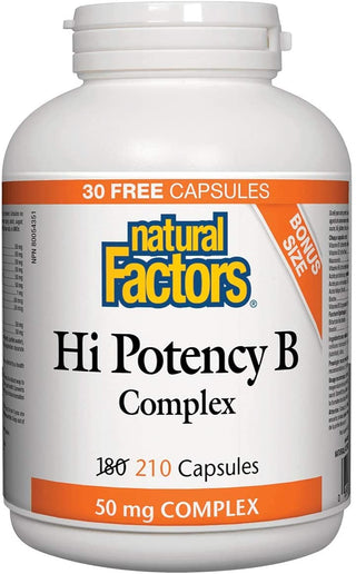 Natural Factors Vitamin B Hi Potency Complex BONUS 210c