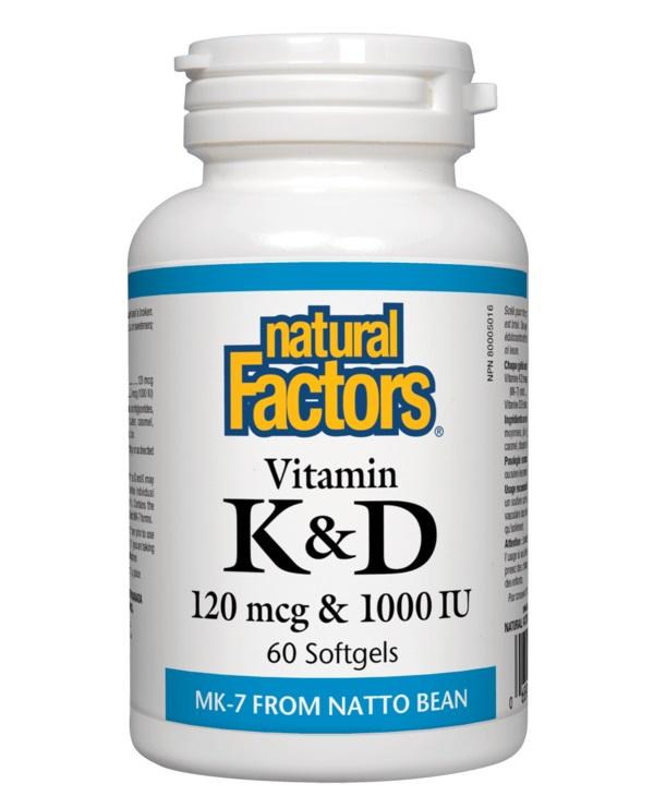Natural Factors Vitamin K&D 120mcg 60c