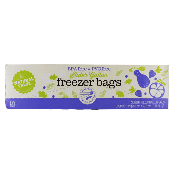 Natural Value Freezer Bags w Slider Close 10 Bags