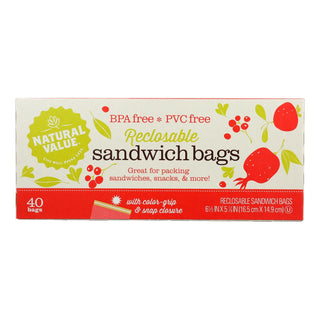 Natural Value Sandwich Bags Reclosable 40ct