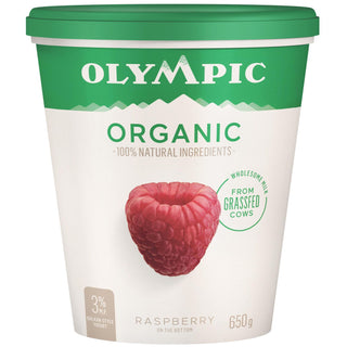 Olympic Dairy Raspberry Yogurt Organic 650g