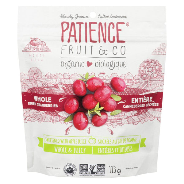 Patience Fruit Co Organic Whole & Juicy Dried Cranberries 113g