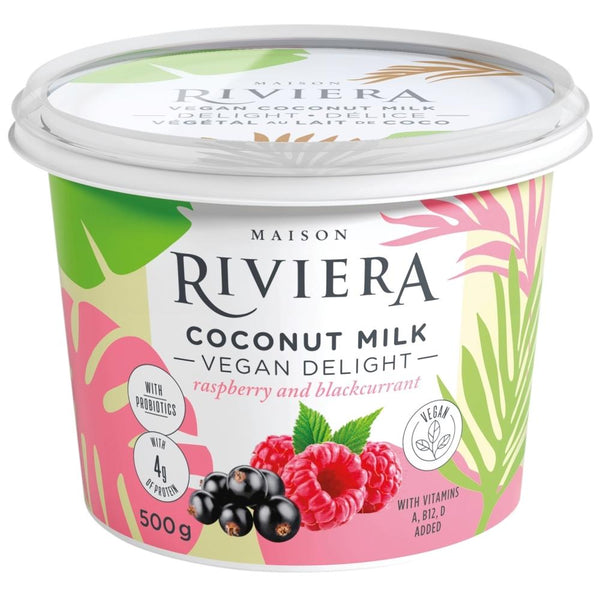 Riviera Raspberry & Blackcurrent Vegan Delight Yogurt 500g