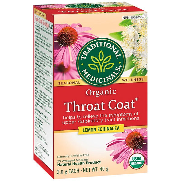 Traditional Medicinal Lemon Echinacea Throat Coat Organic Herbal Tea 16 teabags