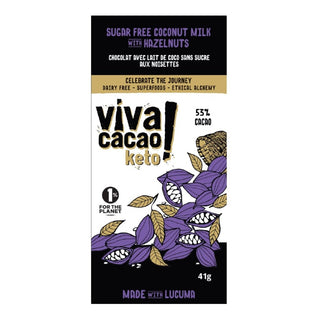 Viva Cacao Hazelnut Sugar Free Chocolate Bar 41g