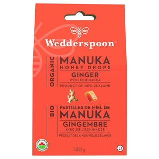 Wedderspoon Manuka Honey Ginger Drops 120g
